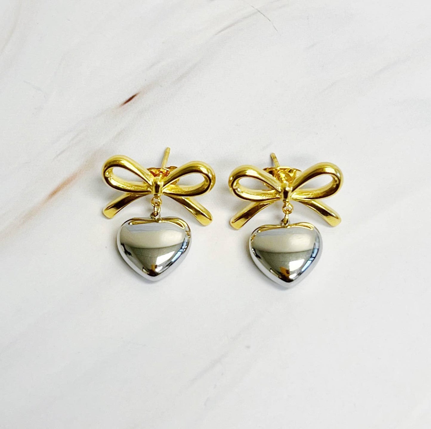 Mini Bow Heart Earrings