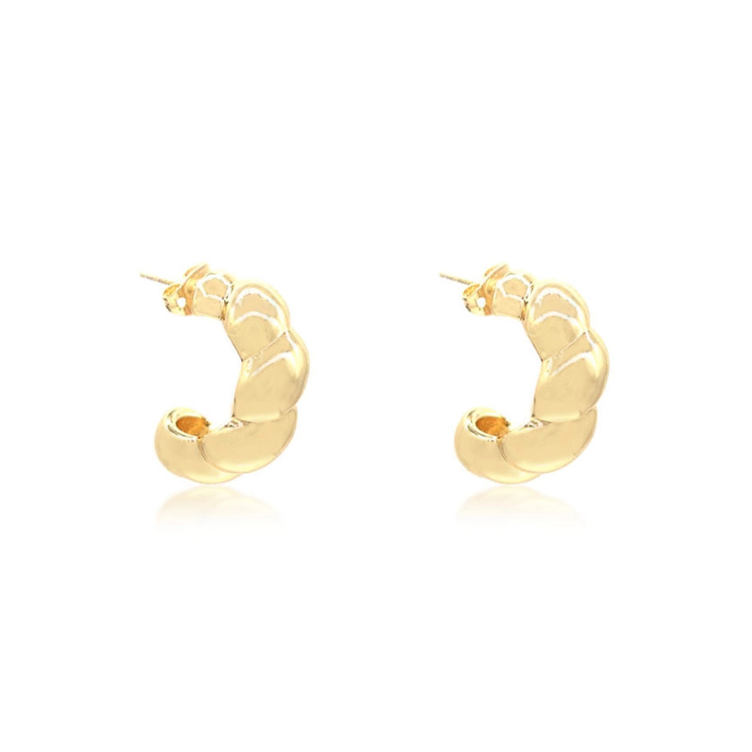 Chunky Crescent Bubble Gold Filled Earrings