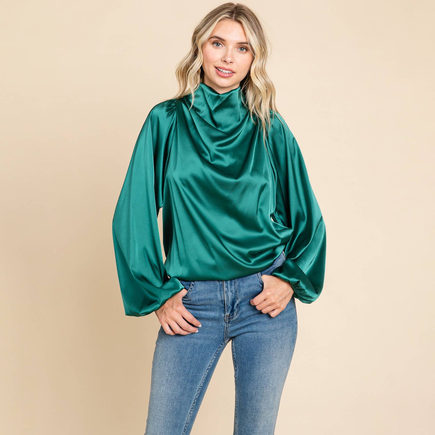 Lia Satin Green Blouse