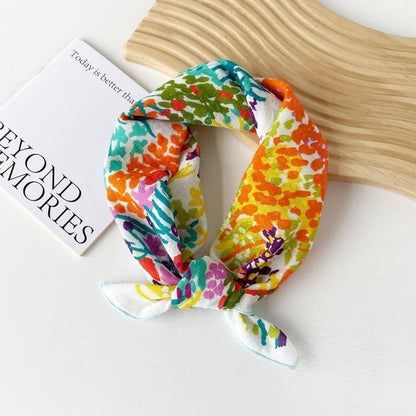 COTTON FLORAL PRINT SILKY FEELING BANDANA SCARF