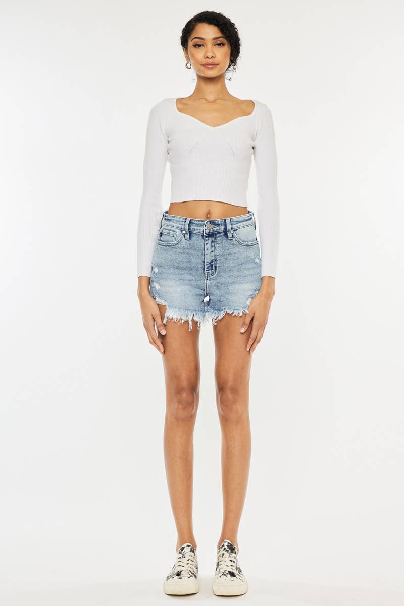 High Rise Denim Shorts