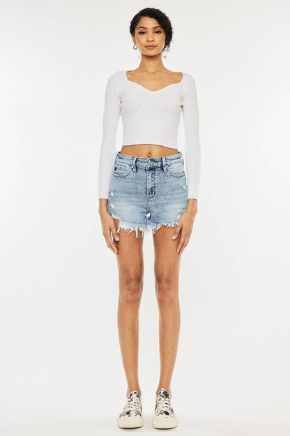 High Rise Denim Shorts