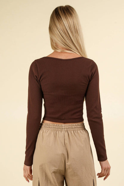 Lyla Brown Crop Top