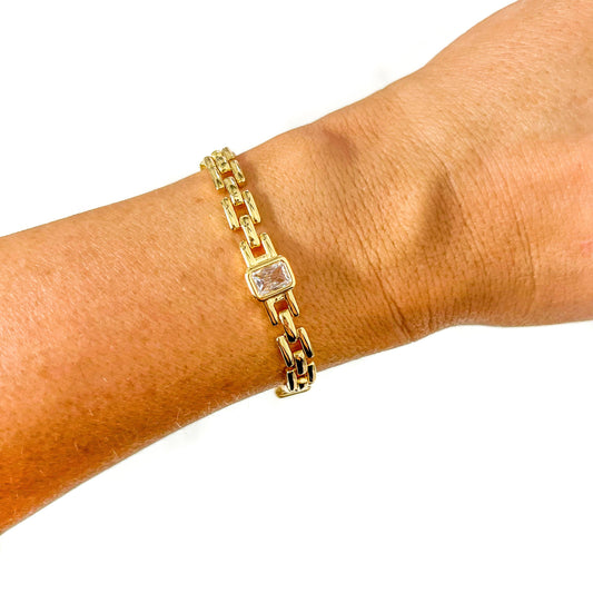 Gold Baguette Watch Link Bracelet