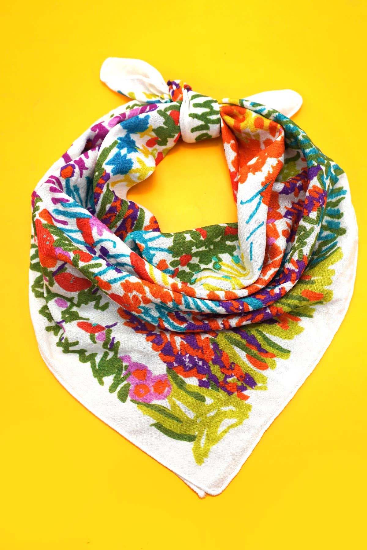 COTTON FLORAL PRINT SILKY FEELING BANDANA SCARF