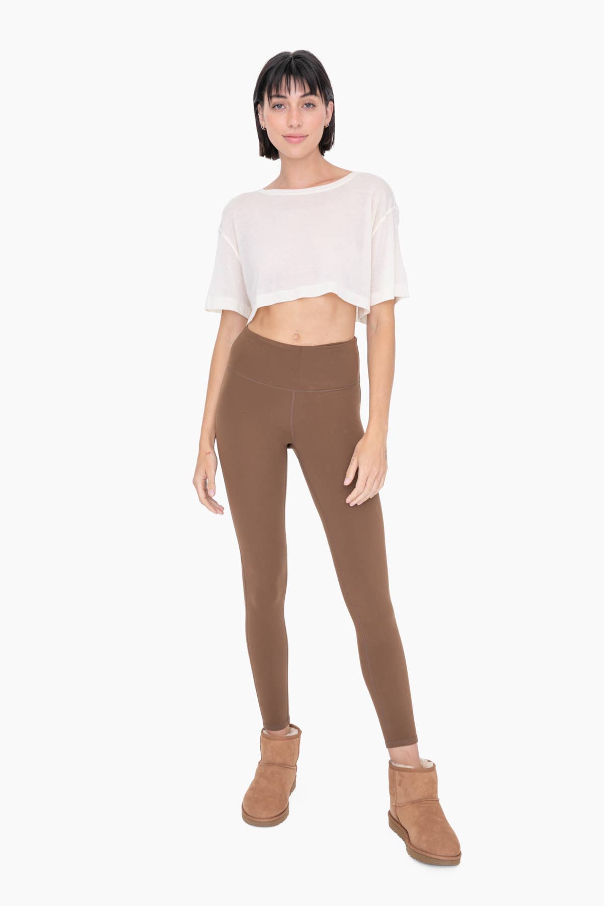 Kat Solid Leggings - Brown