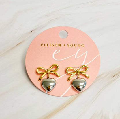 Mini Bow Heart Earrings