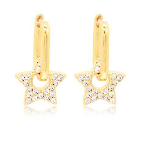 Star Rectangle Huggie Earrings