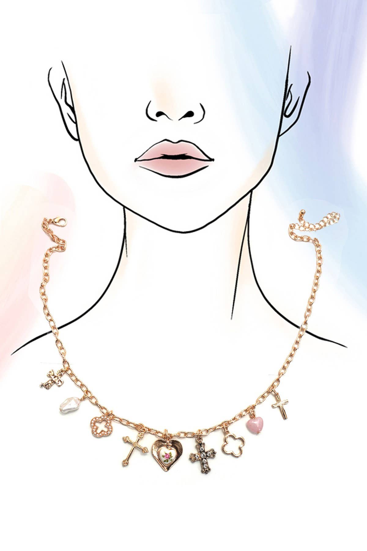 CHARM NECKLACE-CLOVER CROSS