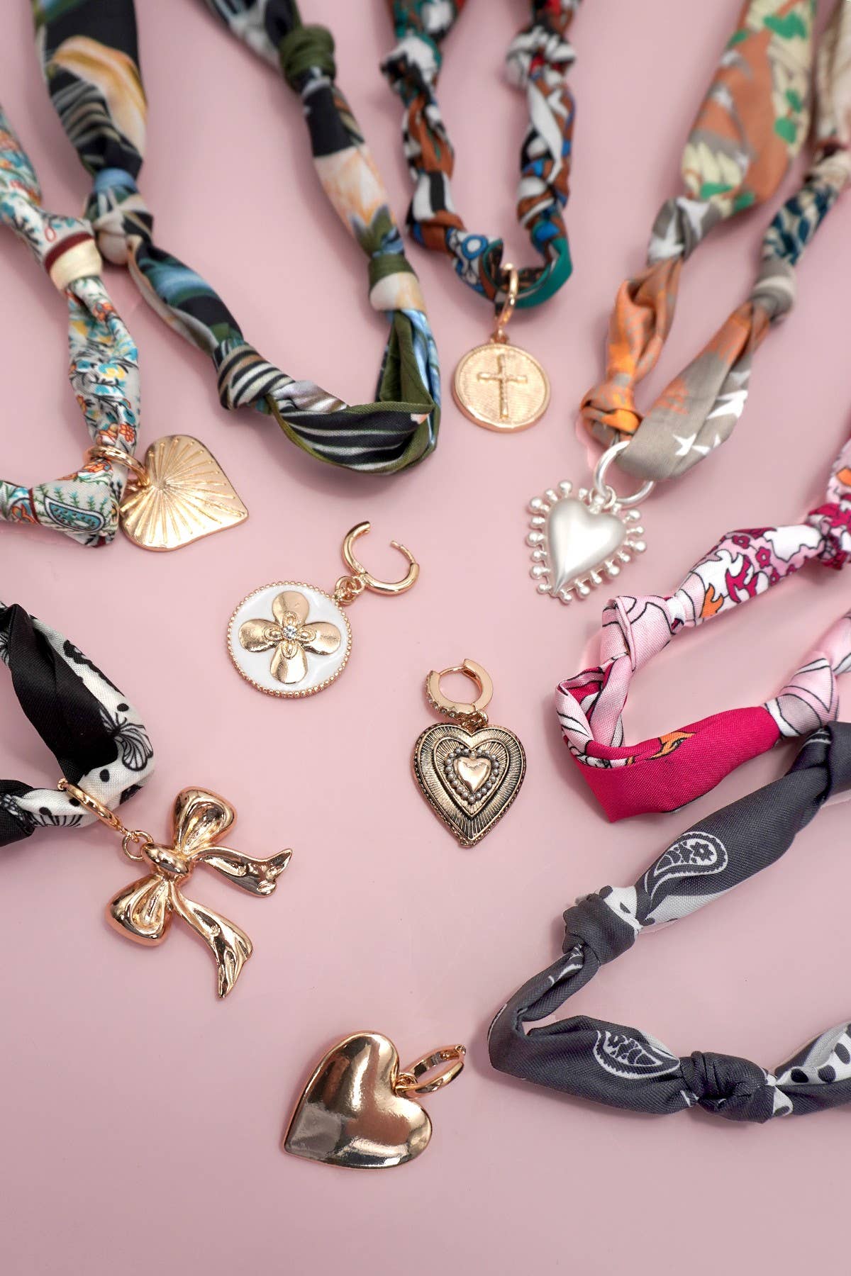 Handcrafted Scarf Interchangeable Charm Necklace