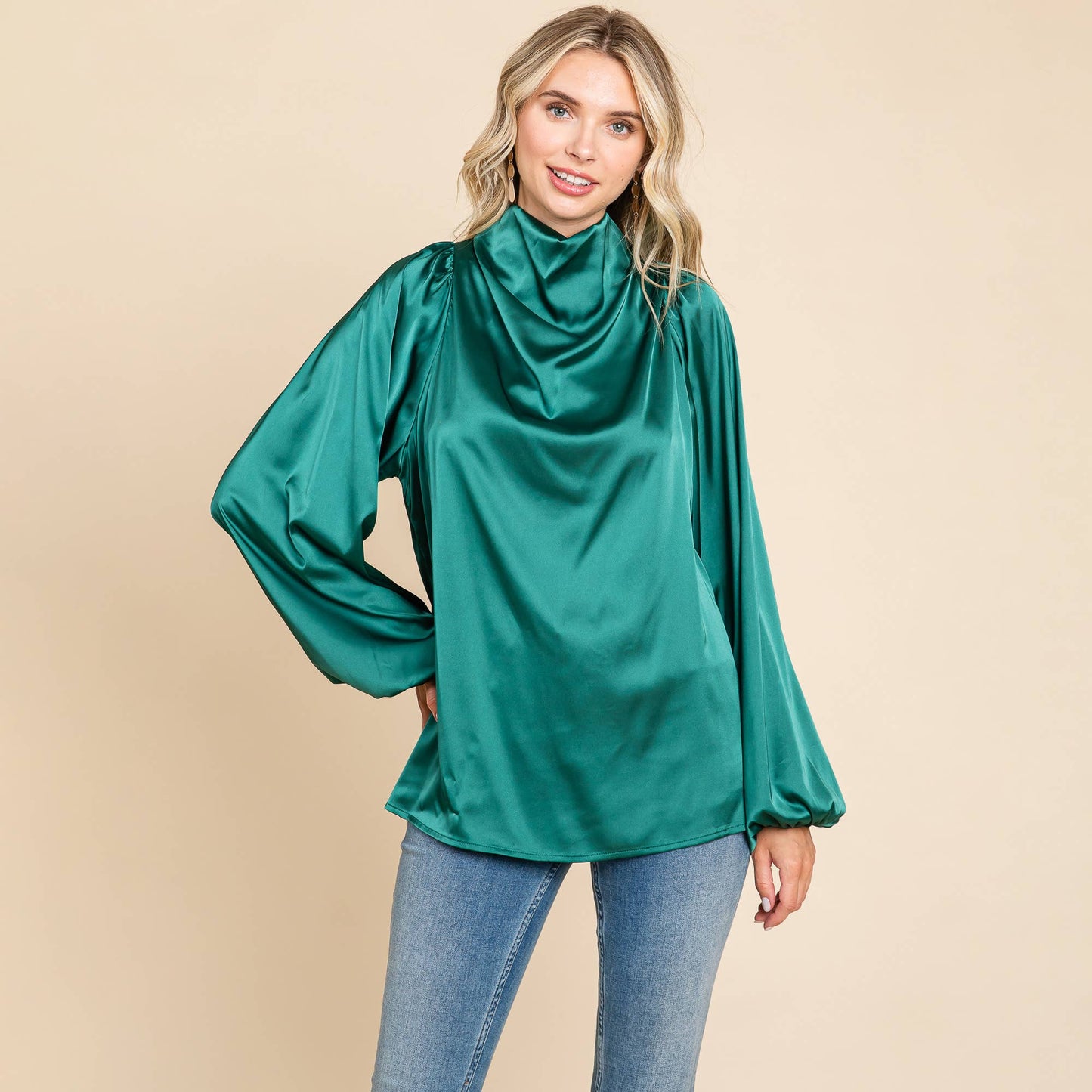 Lia Satin Green Blouse