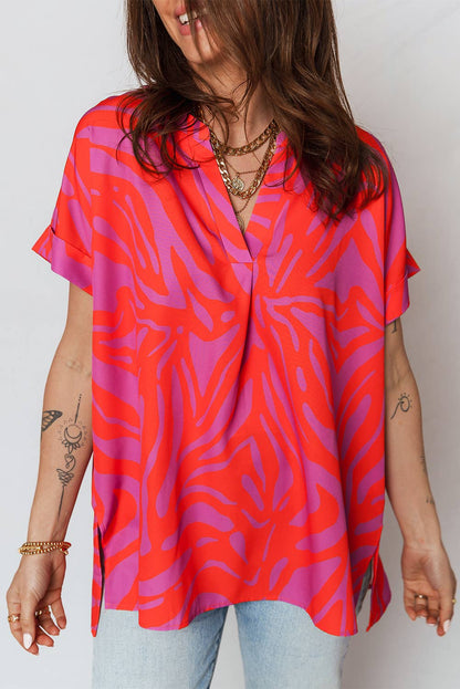 Lola V Neck Cuffed Sleeve Blouse