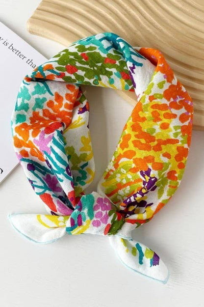 COTTON FLORAL PRINT SILKY FEELING BANDANA SCARF