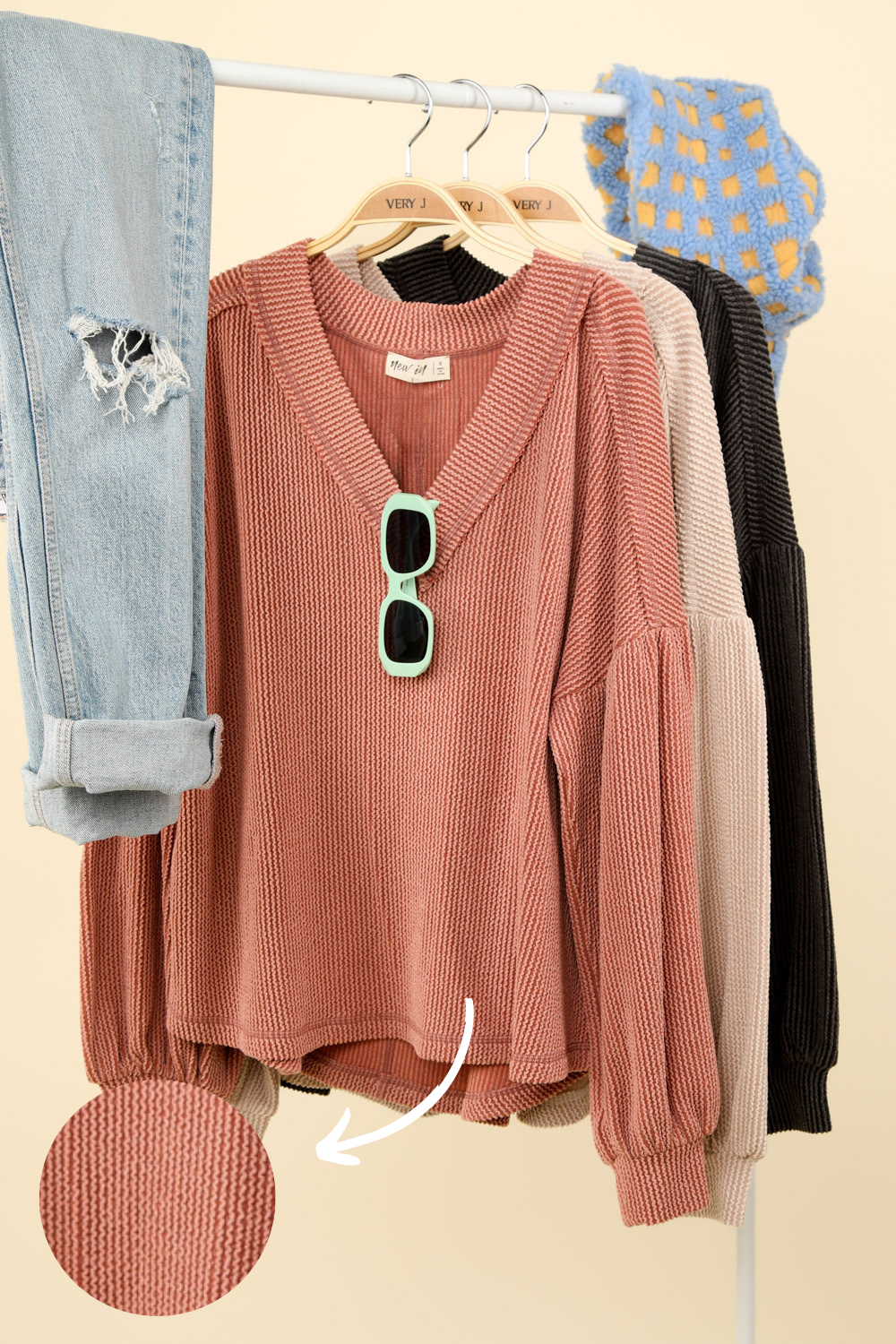 Cora Rust Knit Top