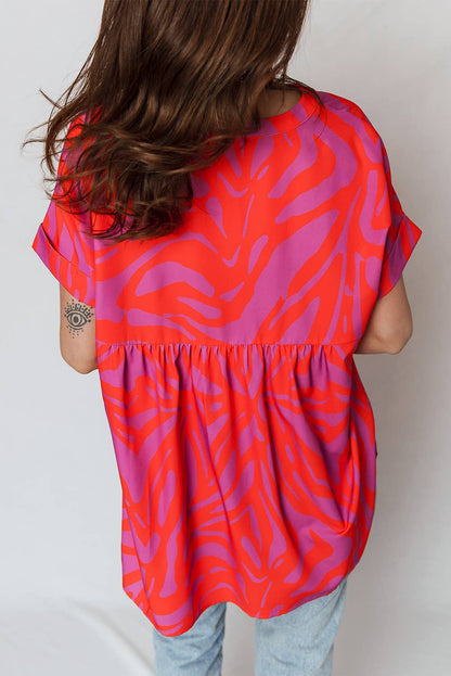 Lola V Neck Cuffed Sleeve Blouse