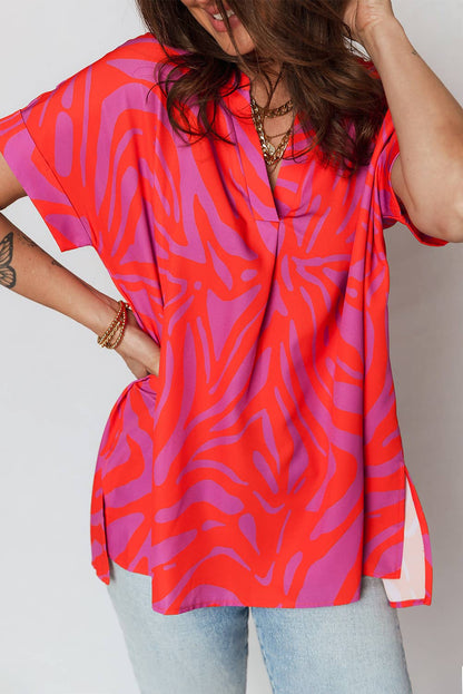 Lola V Neck Cuffed Sleeve Blouse