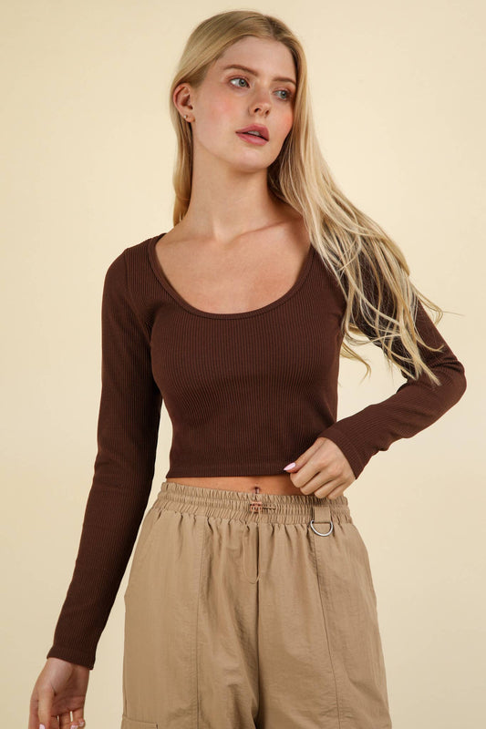 Lyla Brown Crop Top