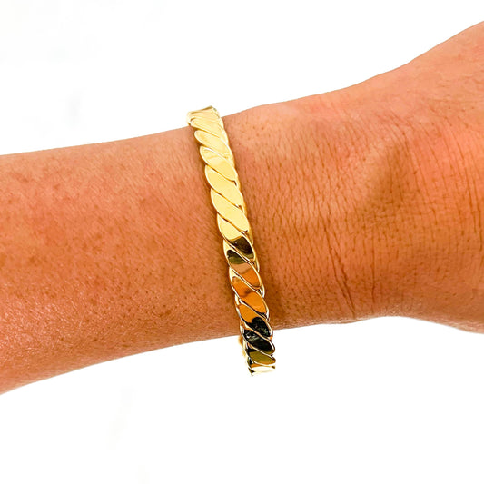 Gold Silver Twist Cuff Bracelet