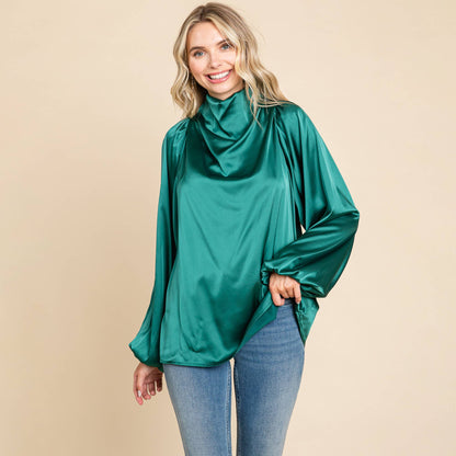 Lia Satin Green Blouse