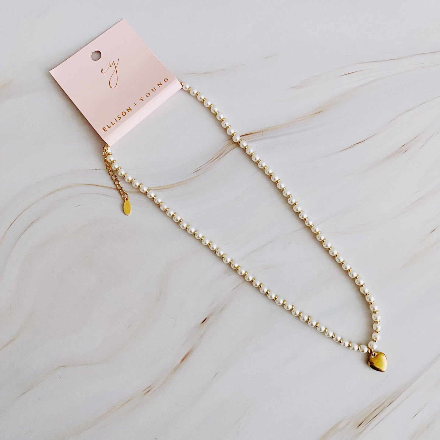 Pearl And Gold Heart Necklace