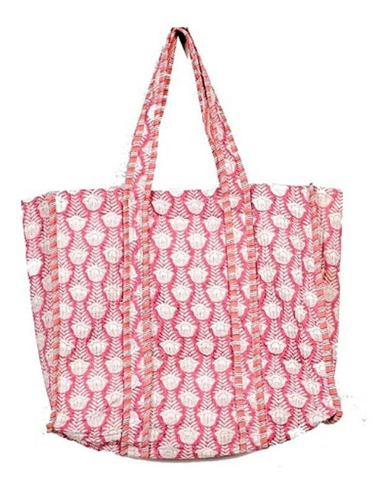 Organic Reversible Quilted Tote Bag Pink