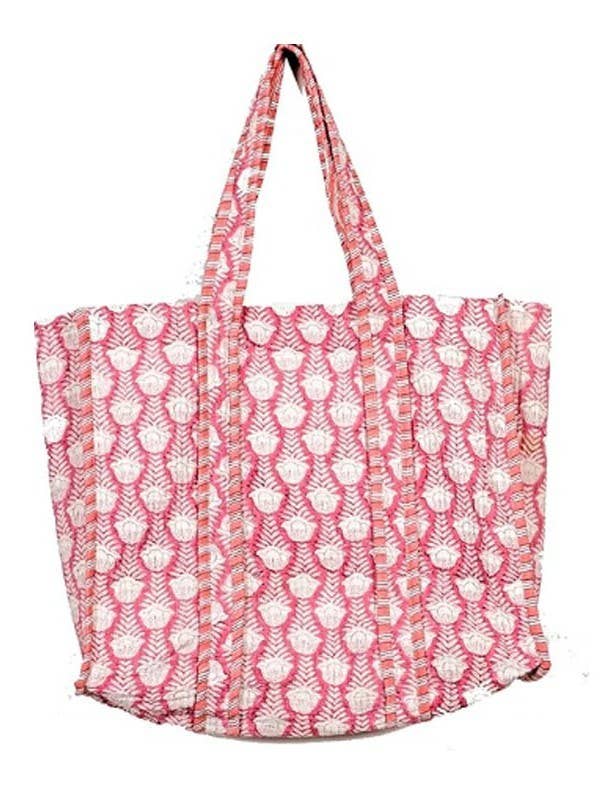 Organic Reversible Quilted Tote Bag Blue
