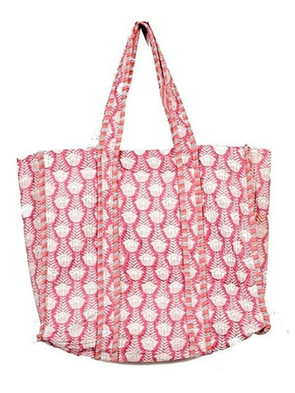 Organic Reversible Quilted Tote Bag Blue