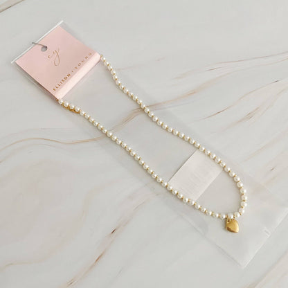 Pearl And Gold Heart Necklace