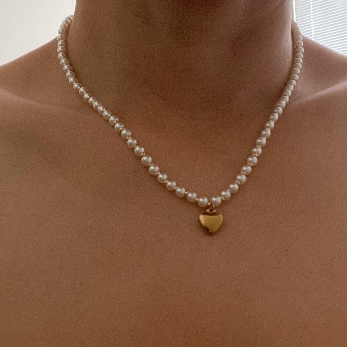 Pearl And Gold Heart Necklace