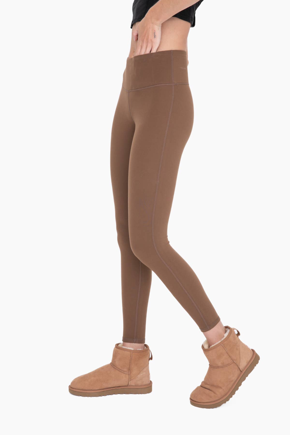 Kat Solid Leggings - Brown
