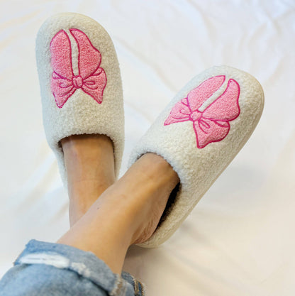 Pink Lounge Bow Slippers