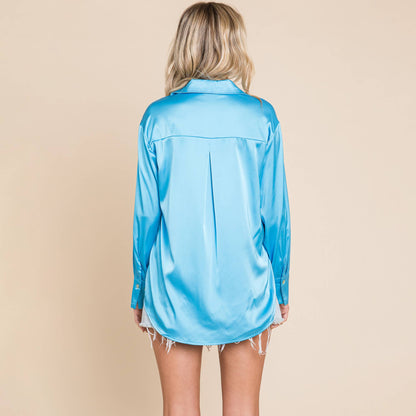 Malia Satin Button Up Blouse