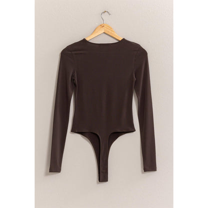 Mia Long Sleeve Brown Bodysuit
