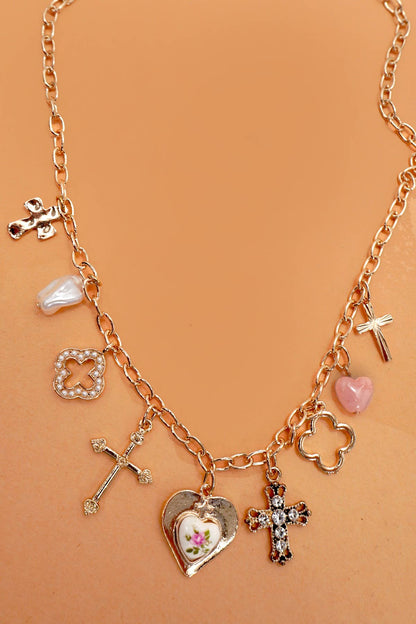 CHARM NECKLACE-CLOVER CROSS