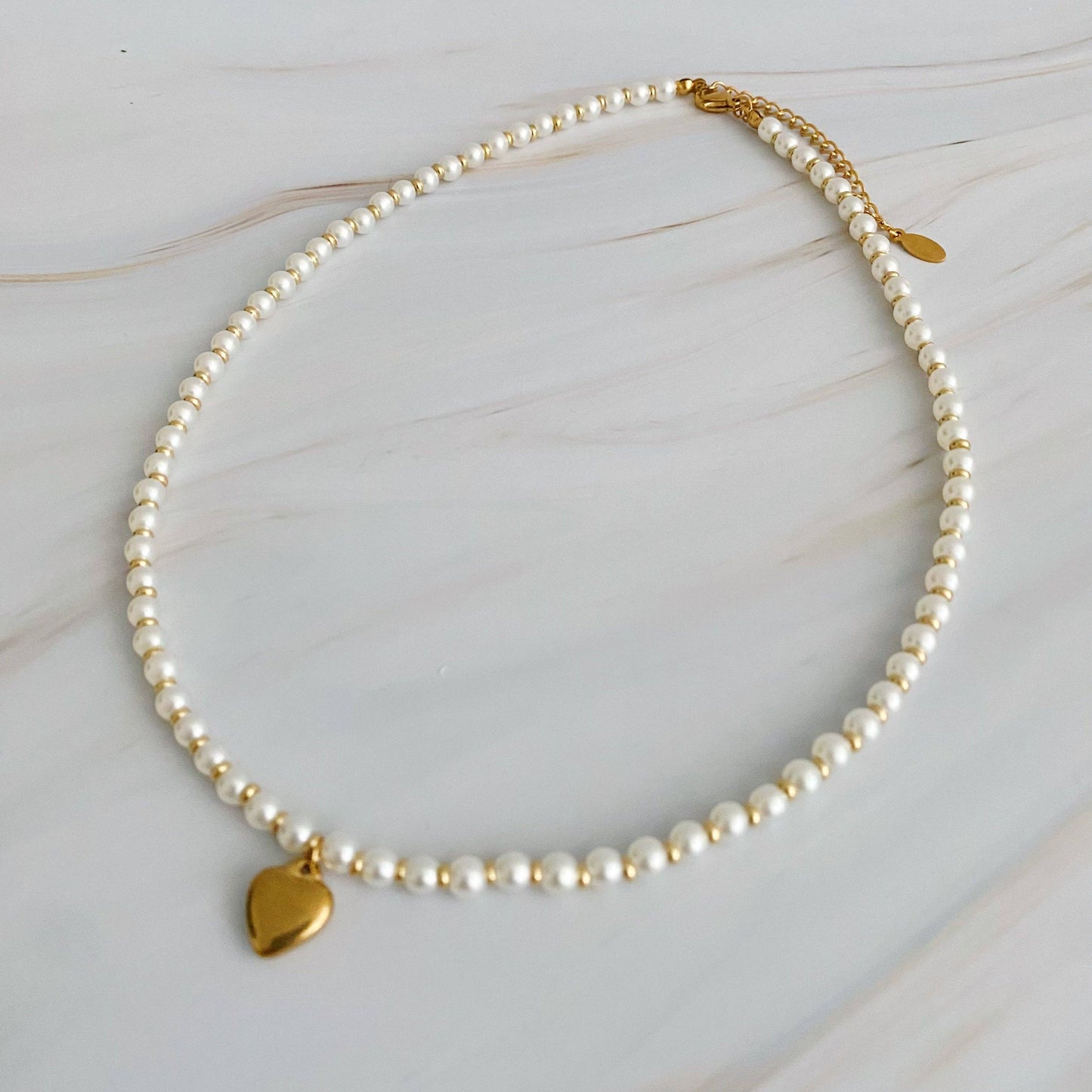 Pearl And Gold Heart Necklace