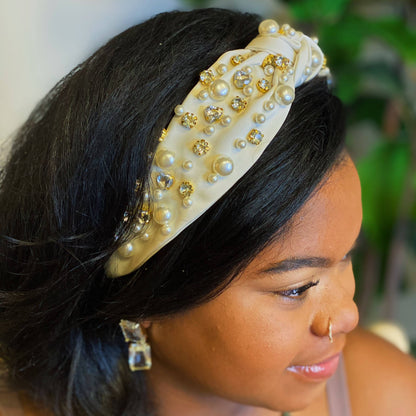Jeweled Headband White