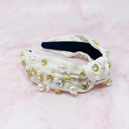 Jeweled Headband White
