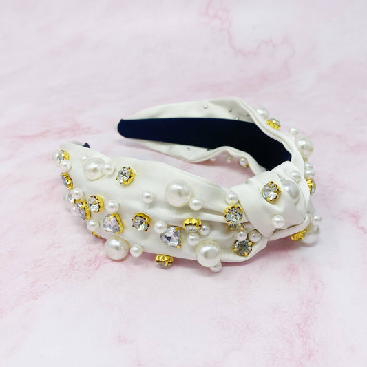 Jeweled Headband White