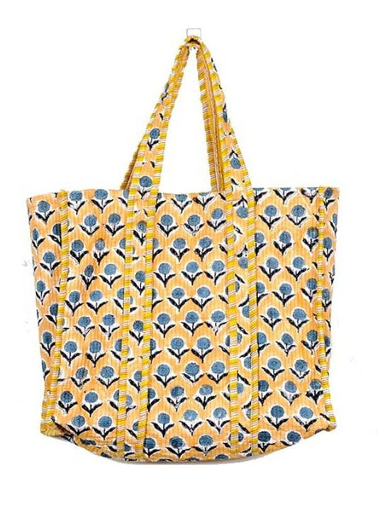 Organic Reversible Quilted Tote Bag Yellow