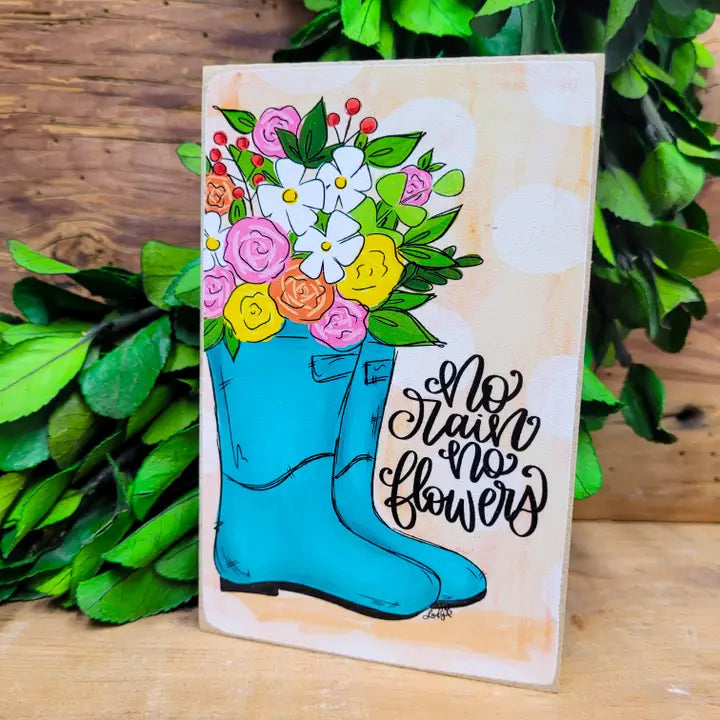 No Rain No Flowers Art Block